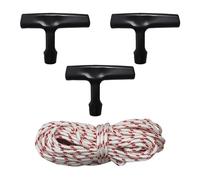 JTMKYO 1 set di 10 m di corda di avviamento, 3 maniglie nere, corda di ricambio da 3 mm, cavo per tosaerba, accessori per cavi, adatto per diserbo