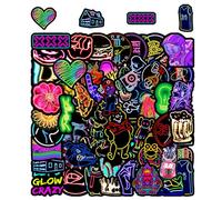 JTMKYO 100 adesivi decorativi al neon impermeabili, adesivi per graffiti, decorazioni per bicchieri d'acqua, adatti per computer portatili, bagagli, ecc.