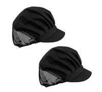 JTMKYO 2 cappelli da cucina a mezza rete, regolabili, per catering, unisex, adatti per cucina, ristorante, cucina, Nero , L