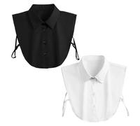 JTMKYO 2 Colletti da Donna, Colletti di Camicia Staccabili, Colletti di Camicia Finti, Colletti Staccabili per Mezze Camicie da Donna, Colletti di Camicette da Ufficio (Nero, Bianco)