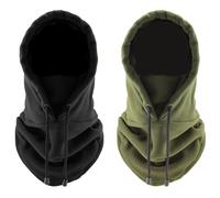 JTMKYO 2 maschere con cappuccio, maschere calde per uomini e donne, cappelli da bicicletta, antivento, adatti per ciclismo, corsa, arrampicata e stagione fredda (nero e verde), verde, L