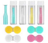 JTMKYO 4 Introduzione per lenti a contatto e 4 Contenitori per lenti a contatto, Accessori per lenti a contatto, Strumenti per la rimozione delle lenti a contatto, verde, bianco, rosa, giallo, 5,1 cm,