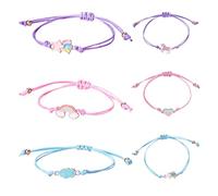 JTMKYO 6 Bracciali Colorati per Bambini, Arcobaleno dei Cartoni Animati, dell'Amicizia, Intrecciati a Mano, Regolabili, Adatti per Regali