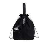 JTMKYO Borsa per il Pranzo Nera Isolata Con Coulisse - Grande Capacità per Pasti, Bento Portatile, Picnic - Termica Impermeabile