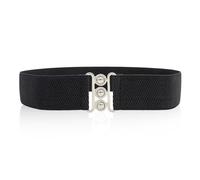 JTMKYO Cintura Elastica da Donna Con Fibbia, Dimagrante, Retrò, Larga Versatile per Abiti e Giacche a Vento (Nero, 5*68cm)