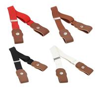 JTMKYO Cintura per bambini, cintura regolabile, cintura elastica senza fibbia, 4 pezzi, Marrone, Rosso, Bianco, Nero, Taglia unica