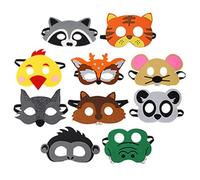 Jtnohx Maschere animali in feltro, 10 pezzi maschera di Halloween per bambini, costume animale per la festa di compleanno Supplementi (maschera mix Maschera)