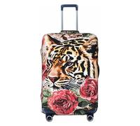 JTNWEC Animal Tiger Leopard Print Rose Flower Print Travel Luggage Cover - Personalizzazione elastica valigia Protector, Nero, M( Fit 22-24 Inch Luggage)