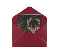 JTNWEC Biglietto di auguri con stampa a coda di cervo nella natura selvaggia con cervo e coda bianca con carta perlata, rosso scuro per occasioni speciali