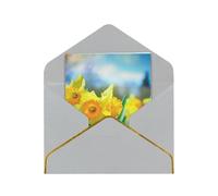 JTNWEC Biglietto di auguri con stampa a fiori di narciso con oro - carta perlata tagliata, biglietti di compleanno grigio chiaro per occasioni speciali