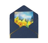 JTNWEC Biglietto di auguri con stampa a fiori di narciso con oro - carta perlata tagliata, biglietti di compleanno blu per occasioni speciali