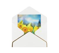 JTNWEC Biglietto di auguri con stampa a fiori di narciso con oro - carta perlata tagliata, biglietti di compleanno bianchi per occasioni speciali