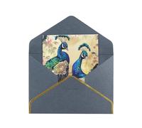 JTNWEC Biglietto di auguri con stampa a motivo pavoni con carta perlata dorata - Biglietti di compleanno neri per occasioni speciali