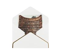 JTNWEC Biglietto di auguri con stampa di libri con libreria, carta perlata rifinita, biglietti di compleanno bianchi per occasioni speciali