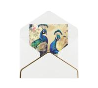 JTNWEC Biglietto di auguri con stampa di pavoni con carta perlata ora; biglietti di compleanno bianchi per occasioni speciali