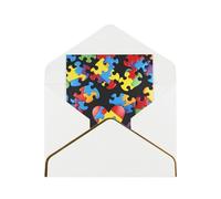 JTNWEC Biglietto di auguri per la sensibilizzazione all'autismo, con motivo a cuore, con carta perlata, colore bianco, per occasioni speciali