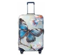 JTNWEC Blue Butterfly On Blossom Flower Print Travel Luggage Cover - Personalizzazione elastica valigia Protector, Nero, S( Fit 18-21 Inch Luggage)