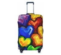 JTNWEC Copertura per bagagli da viaggio con stampa di cuori gay pride arcobaleno - protezione elastica per valigie personalizzata, Nero, XL( Fit 29-32 Inch Luggage)