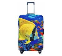 JTNWEC Copertura per bagagli da viaggio con stampa di pesci marini tropicali - Protezione elastica per valigia, personalizzazione, Nero, M( Fit 22-24 Inch Luggage)