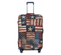 JTNWEC Copertura per bagagli da viaggio con stampa patchwork con bandiera USA - Protezione elastica per valigia, personalizzazione, Nero, M( Fit 22-24 Inch Luggage)