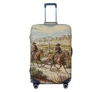 JTNWEC Coprimaterasso da viaggio con stampa di cowboys che cavalca cavalli - Protezione elastica per valigia, personalizzabile, nero, M( Fit 22-24 Inch Luggage)
