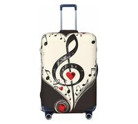 JTNWEC Coprimaterasso da viaggio con stampa di simboli musicali e scritta "Love" - Protezione elastica per valigia, personalizzabile, Nero, S( Fit 18-21 Inch Luggage)
