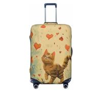 JTNWEC Happy Walking Kitty Print Travel Luggage Cover - Personalizzazione elastica valigia Protector, nero, XL( Fit 29-32 Inch Luggage)