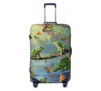 JTNWEC Many Frogs Sing on The Branches Butterflies Print Travel Luggage Cover - Personalizzazione Elastico Valigie Protector, Nero, XL( Fit 29-32 Inch Luggage)
