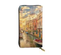 JTNWEC Portafoglio da donna in pelle - Bella Venezia Canal View stampe portamonete porta carte di viaggio con cerniera borsa per telefono cellulare, nero, taglia unica, moderno, Nero, One Size,