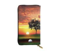 JTNWEC Portafoglio da donna in pelle - Sport Golf Ball Tramonto albero stampe portamonete porta carte di viaggio borsa con cerniera borsa per telefono cellulare, nero, taglia unica, moderno, Nero, One