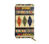 JTNWEC Portafoglio da donna in pelle, stile Boemia, tradizionale africano, stampe, portamonete, porta carte di viaggio, con cerniera, per cellulare, nero, taglia unica, moderno, Nero, One Size,