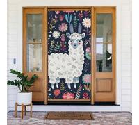 JTNWEC Simpatico Llama Floreale Stampato Banner Porta Appeso Partito Copertura Della Porta Decorazione Tessuto Tenda per le Vacanze Indoor Outdoor Decor