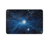JTNWEC Zerbino blu con stelle luccicanti, morbido, 40,6 x 61 cm, antiscivolo, tappetino per ingresso, cucina, bagno