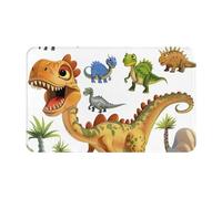 JTNWEC Zerbino con immagini di dinosauri in stile cartone animato, morbido, antiscivolo, per cucina, bagno, pavimenti, 49,5 x 80 cm