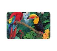 JTNWEC Zerbino con stampa di ara e tucano appollaiati di foreste pluviali tropicali, morbido tappetino di benvenuto, tappetino antiscivolo per ingresso, per cucina, bagno, pavimenti, 49,5 x 80 cm