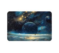 JTNWEC Zerbino con stampa di luna, stelle e pianeti, morbido, 40,6 x 61 cm, antiscivolo, tappetino per ingresso, cucina, bagno