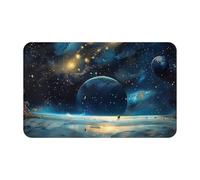 JTNWEC Zerbino con stampa di stelle e pianeti, morbido, antiscivolo, per cucina, bagno, 49,5 x 80 cm