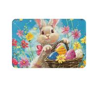 JTNWEC Zerbino stampato con scritta "Spring Happy Festival", morbido, 40,6 x 61 cm, antiscivolo, per cucina, bagno