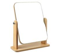 JTOOYS Specchio da Tavolo in Legno, Specchio da Trucco Girevole a 360° con Supporto, Specchio Trucco Indipendente per Scrivania da Ufficio, Tavolo da Trucco e Viaggio