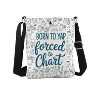 JTOUK Born to Yap Forced to Chart Borsa a tracolla per infermiera regalo di laurea regalo per infermiere settimana regalo per studenti, Grafico Cb Eu, 8.27 Inches ×6.5 Inches × 0.79 Inches