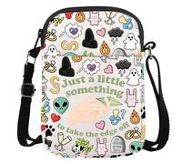JTOUK Borsa a tracolla ispirata ai videogiochi, con scritta "Just a Little Something To Take The Edge Off" (lingua italiana non garantita)