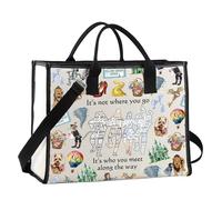 JTOUK Borsa a tracolla ispirata al film fantasy con scritta "It's Not Where You Go It's Who You Meet", idea regalo per amanti della musica, Lungo il sentiero tenente Eu, 14.96”* 6.7”* 11.81” ,Large