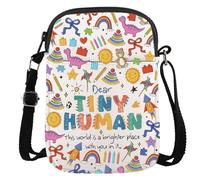 JTOUK Borsa a tracolla per infermiera pediatra, regalo di laurea con scritta in inglese "Dear Tiny Human This World Is a Brighter Place", Tiny Human Cr Eu, 5.91 Inches ×8.27 Inches