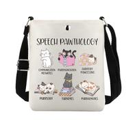 JTOUK Borsa a tracolla per logopedia, per patologo, logopedia, gatto, merchandising, patologia, regalo, Pawthology del linguaggio Cb Eu, 8.27 Inches ×6.5 Inches × 0.79 Inches