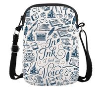 JTOUK Borsa a tracolla per scrittore e scrittore, regalo per giornalista, romanziere, autore, regalo con scritta "I Find my Voice", per amanti della scrittura (In Ink CR EU)