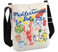 JTOUK Borsa a tracolla per vacanze nel Mar Mediterraneo, regalo estivo italiano con limone, regalo per viaggi in Italia, Mediterraneo Cb Eu, 8.27 Inches ×6.5 Inches × 0.79 Inches