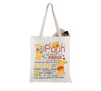 JTOUK Borsa tote a tema Pooh Bear con scritta "A Day Without Laughter Is A Day Wasted", Pooh I Am Borsa Corta Eu, 13.78 inch x 14.96 inch, Large