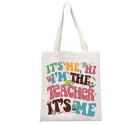 JTOUK Borsa tote in tela ispirata a Mrs Frizzle con scritta in lingua inglese "It's Me Hi I'm The Teacher It's Me", I'm the Teacher Tote Eu, 13.78 inch x 14.96 inch, Large