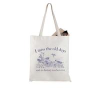JTOUK Borsa tote ispirata agli insegnanti di storia regalo storica I Miss the Old Days Said No History Teacher Ever History Buff Merch, Borsa per insegnante di storia, 13.78 inch x 15.75 inch, Large