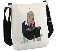 JTOUK Borsa tote ispirata al programma televisivo Murder Mystery Series Regalo Jessica Fletcher Fan Who's Dead Jessica Fletcer, Who's Dead Cb Ottenuto, 13.78 inch x 14.96 inch, Large